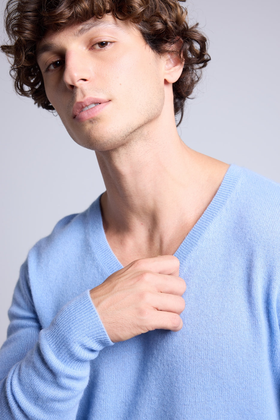 Pull Col V Alex - Bleu Ciel - Homme