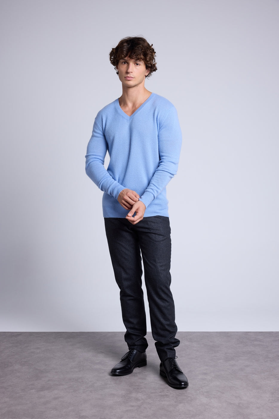 Pull Col V Alex - Bleu Ciel - Homme