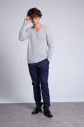 Pull Col V Alex - Gris Clair - Homme