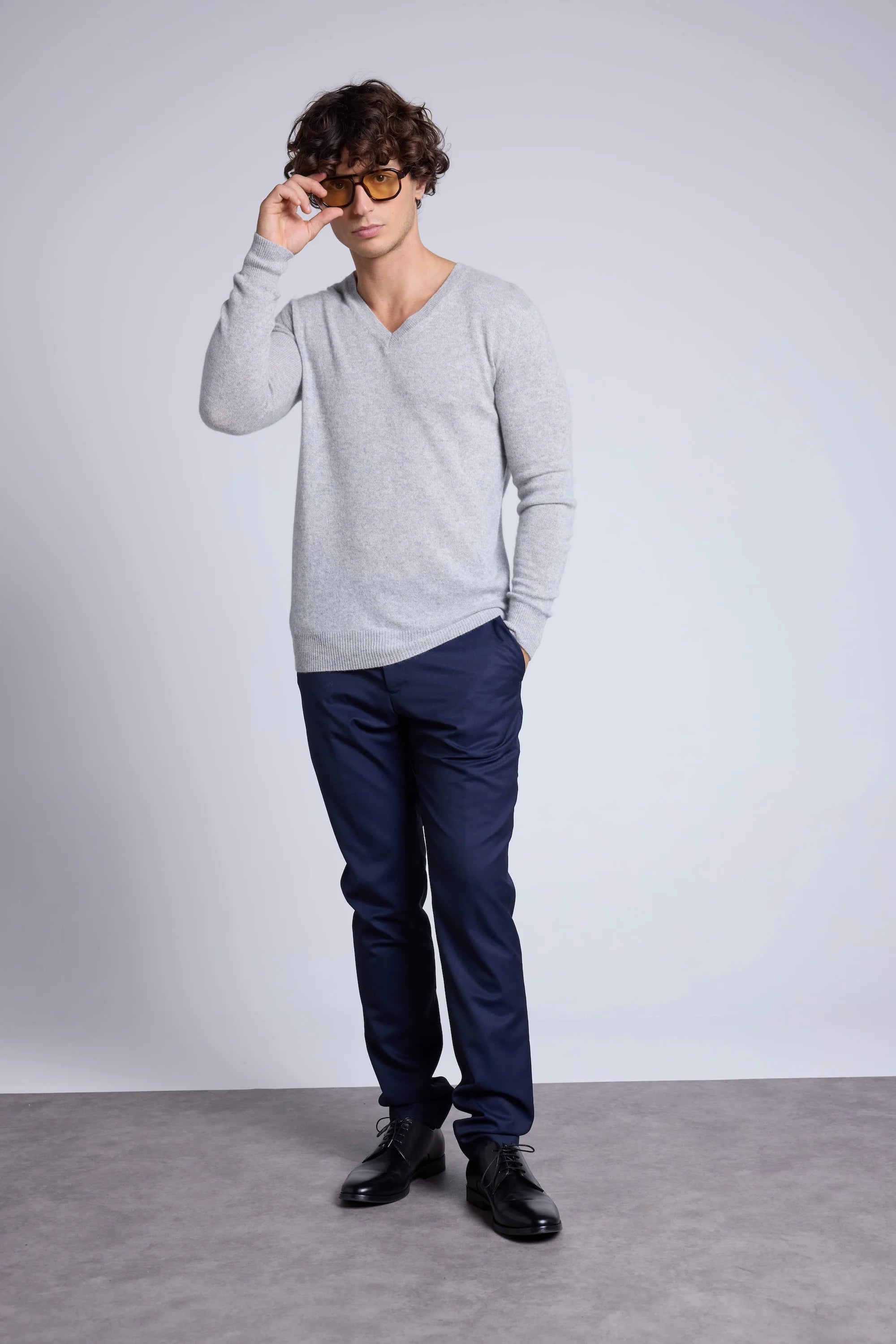 Pull Col V Alex - Gris Clair - Homme
