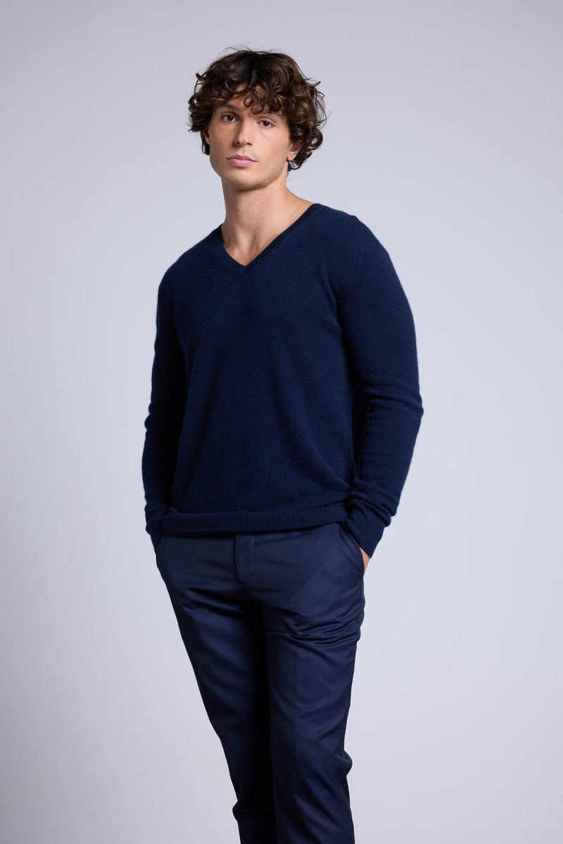 Alex V-Neck Sweater - Navy Blue - Men