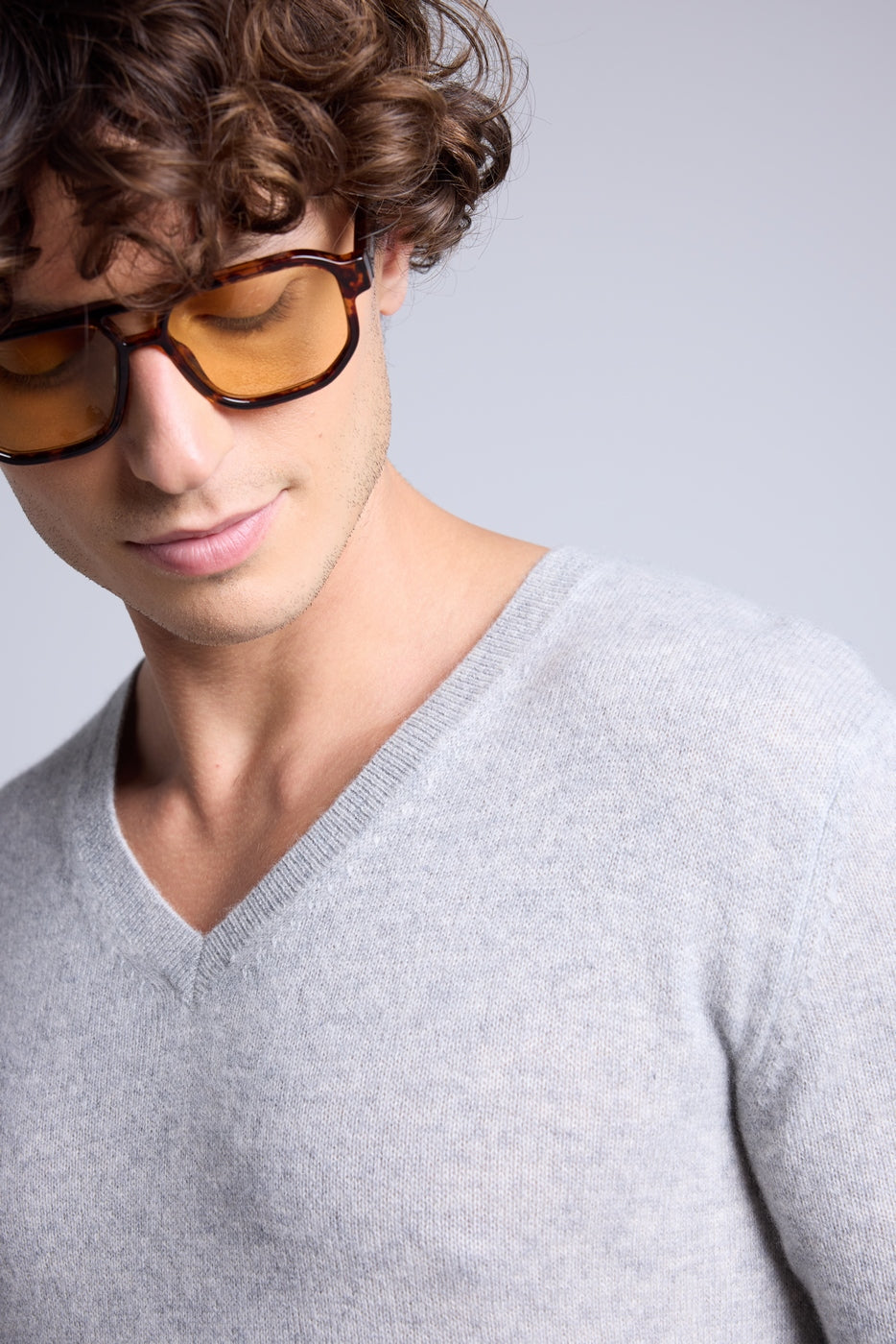 Pull Col V Alex - Gris Clair - Homme