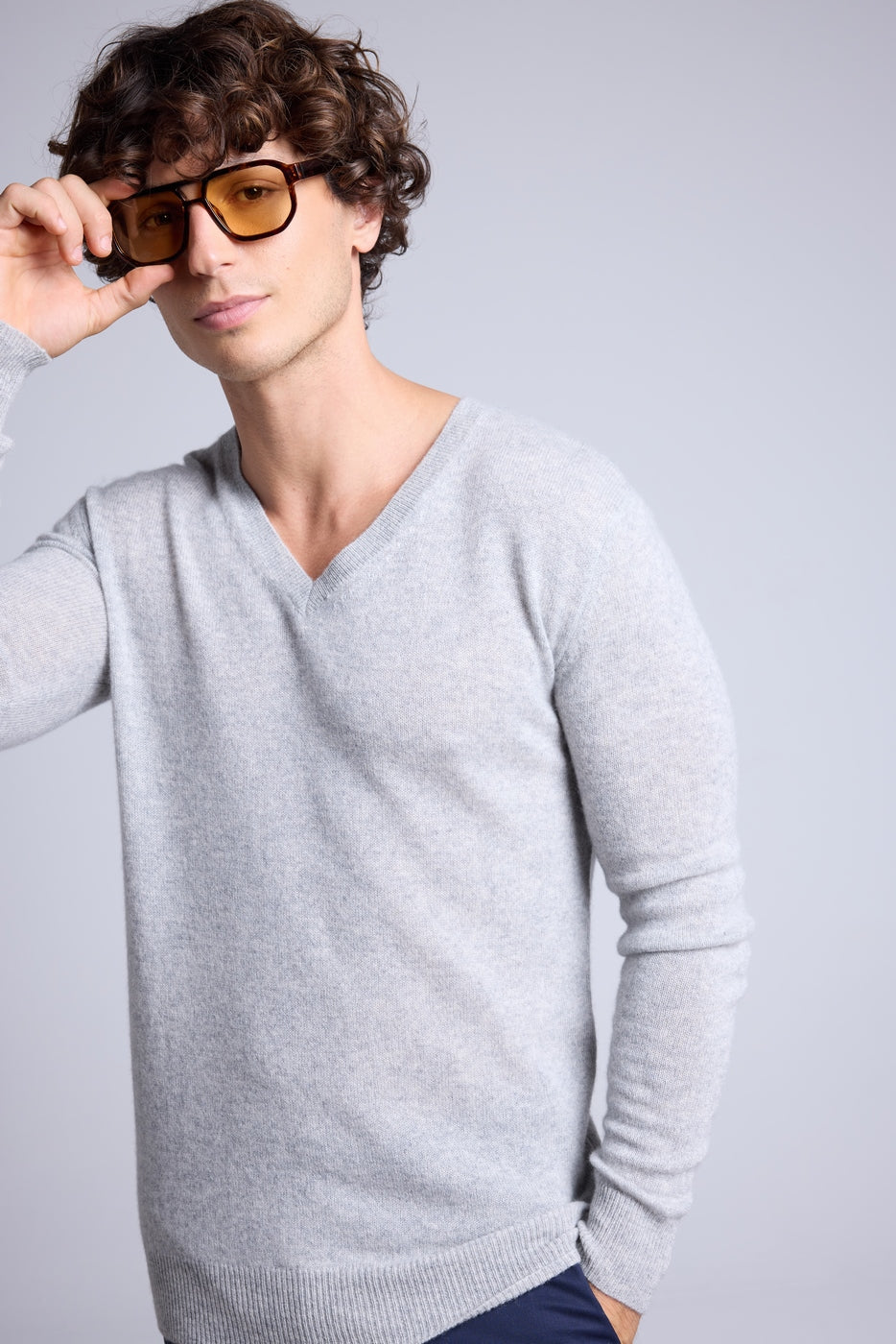 Pull Col V Alex - Gris Clair - Homme