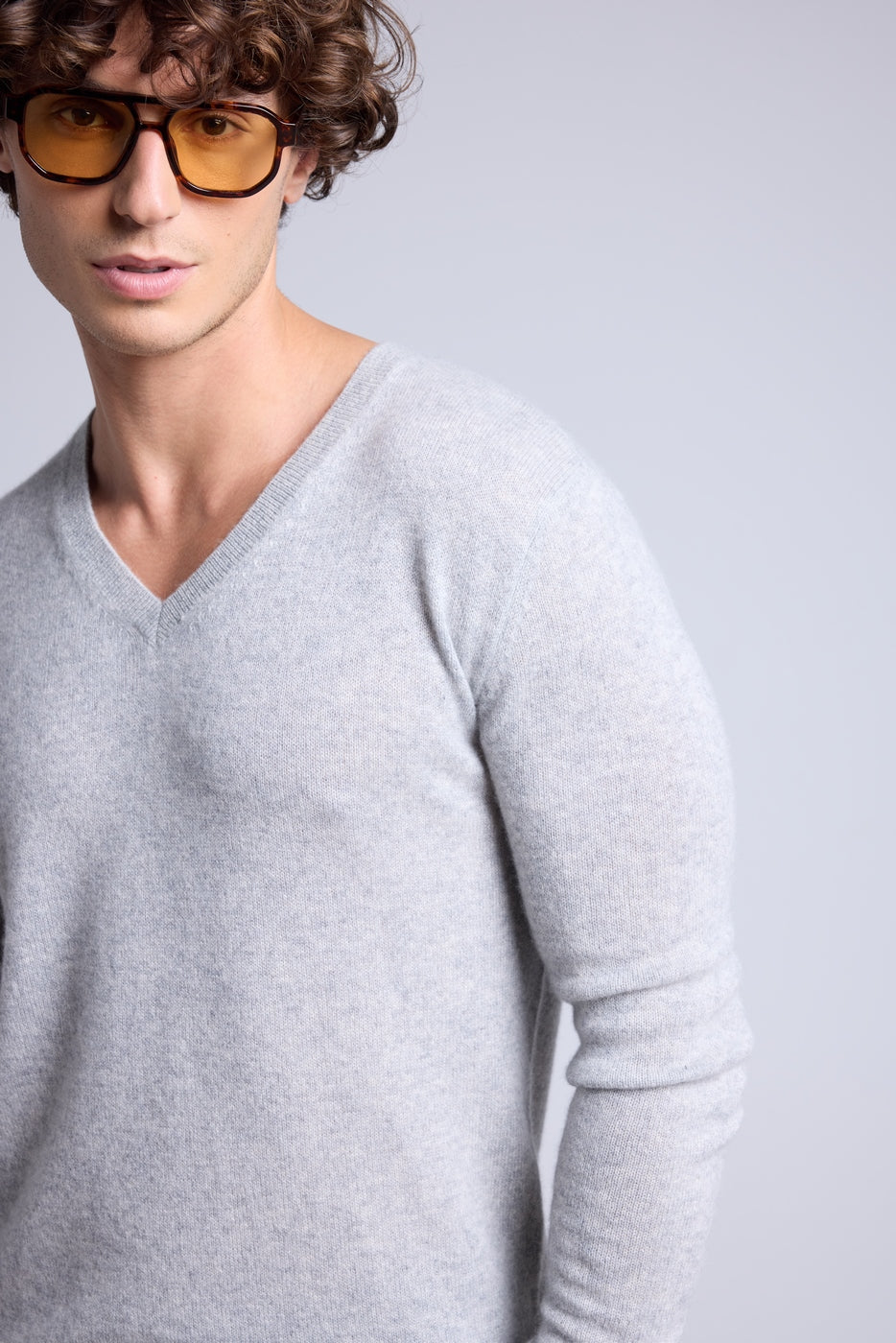 Pull Col V Alex - Gris Clair - Homme