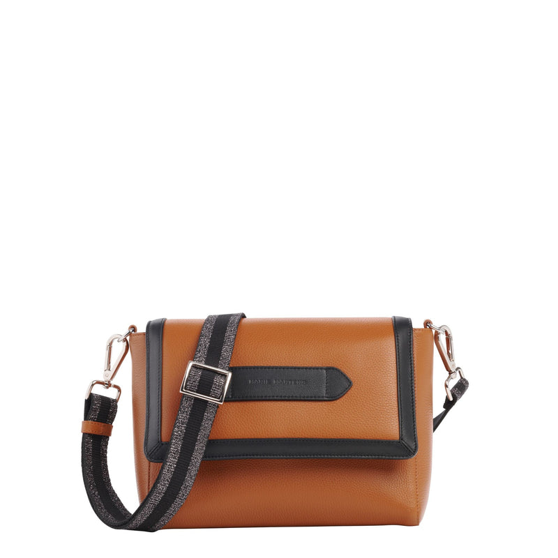 Alibi - Sac Chaîne Shoulder Bag Marie Martens Camel & Noir en cuir grainé 