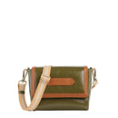 Alibi - Sac Chaîne Shoulder Bag Marie Martens Kaki & Camel en cuir vernis froissé et cuir grainé 