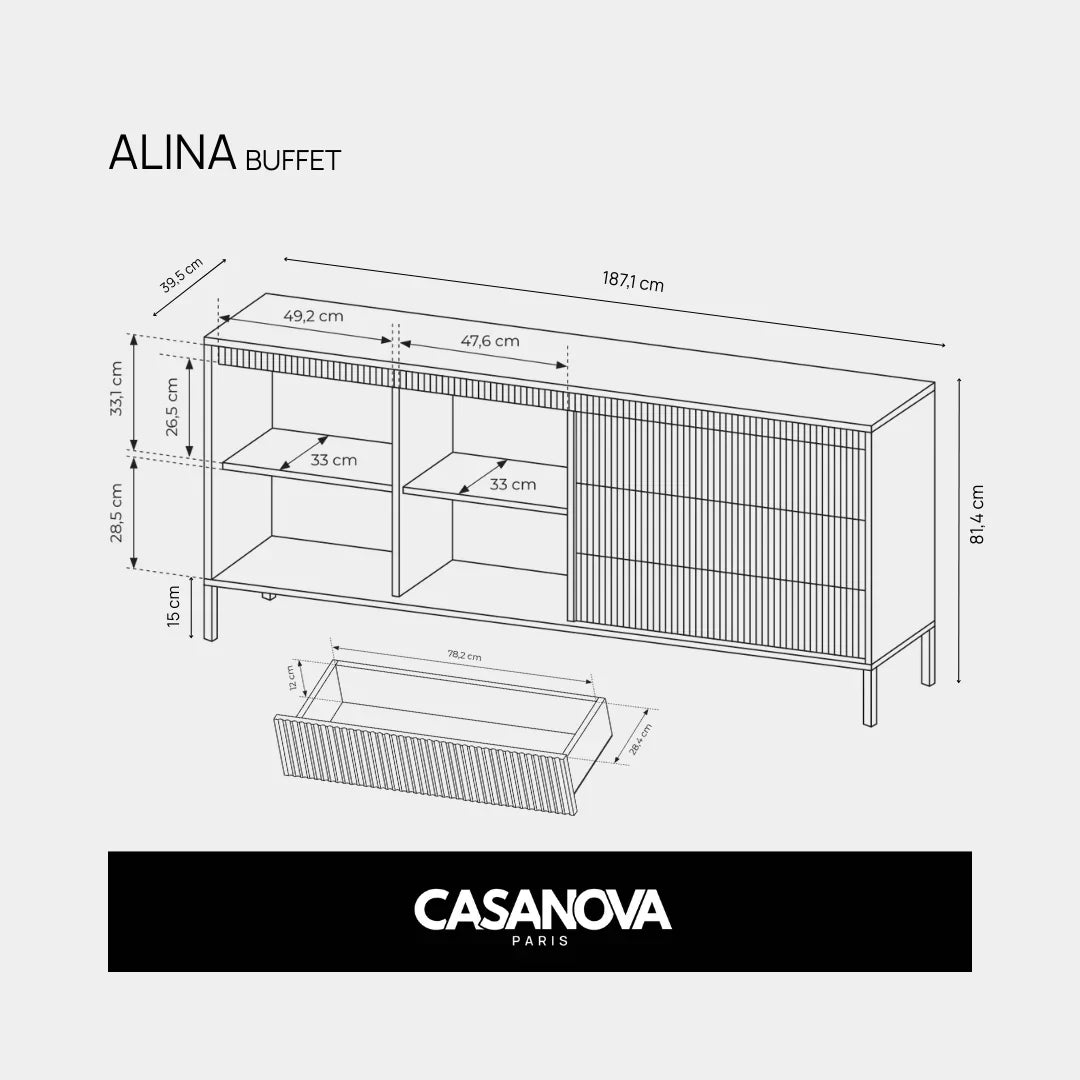 Alina - Conjunto de aparador y mueble de TV