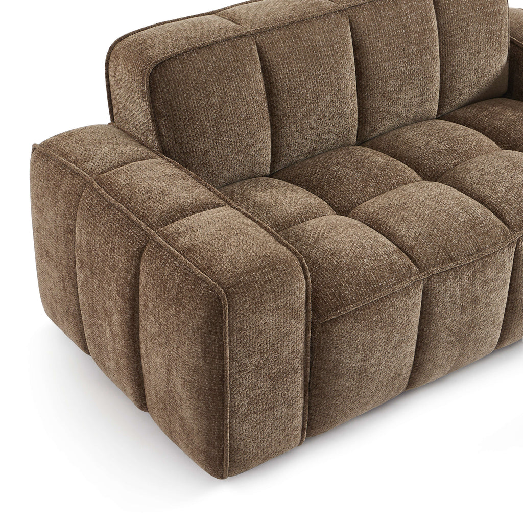 Alistair - Canapé 2 Places - Tissu Chenille - Marron
