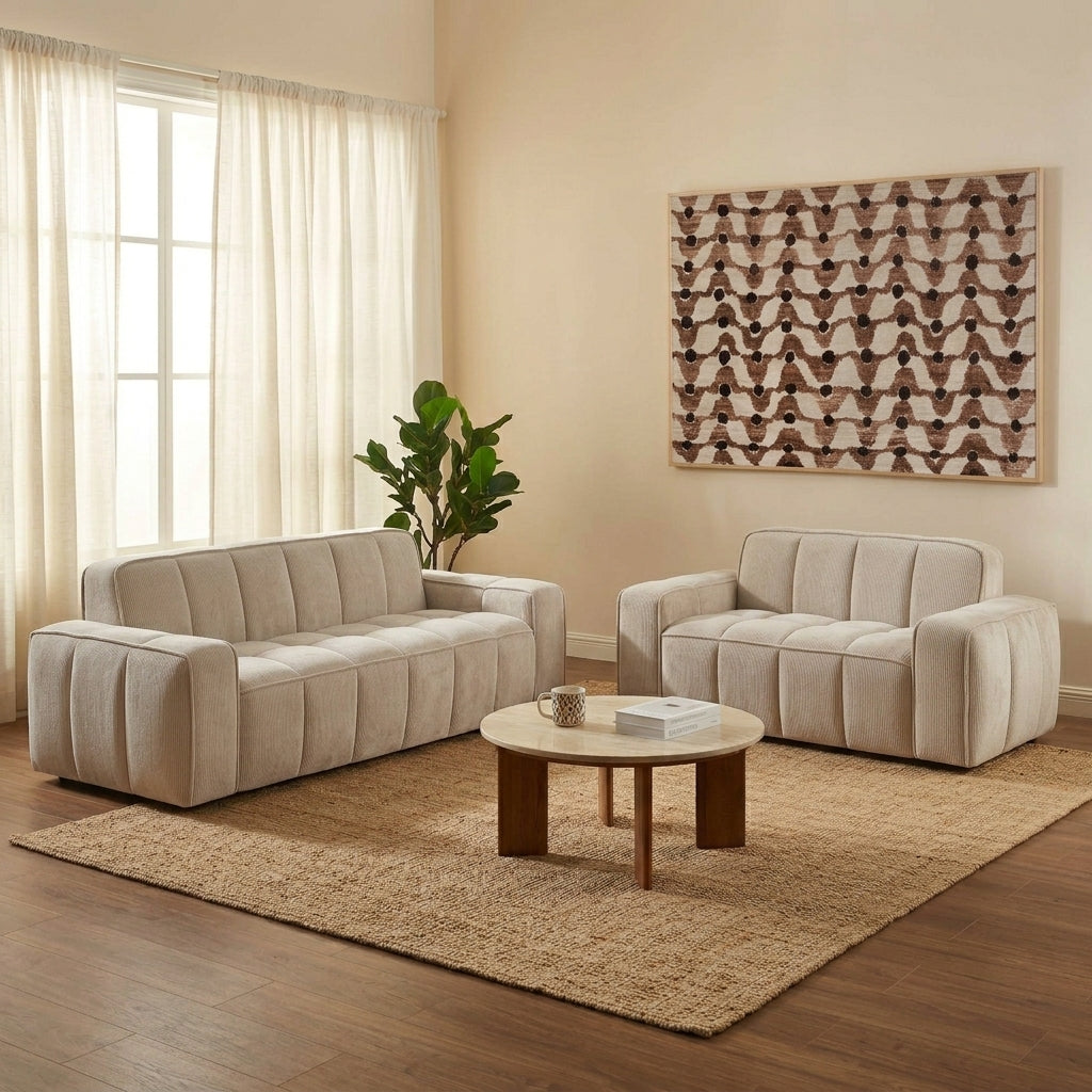 Alistair - Sofá 3 Plazas - Tela Chenilla - Beige