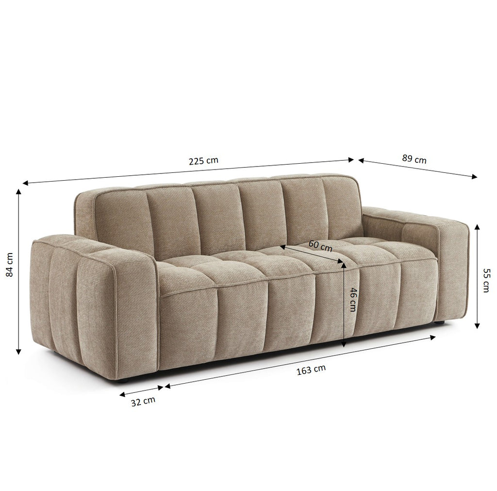 Alistair - Sofá 3 Plazas - Tela Chenilla - Beige