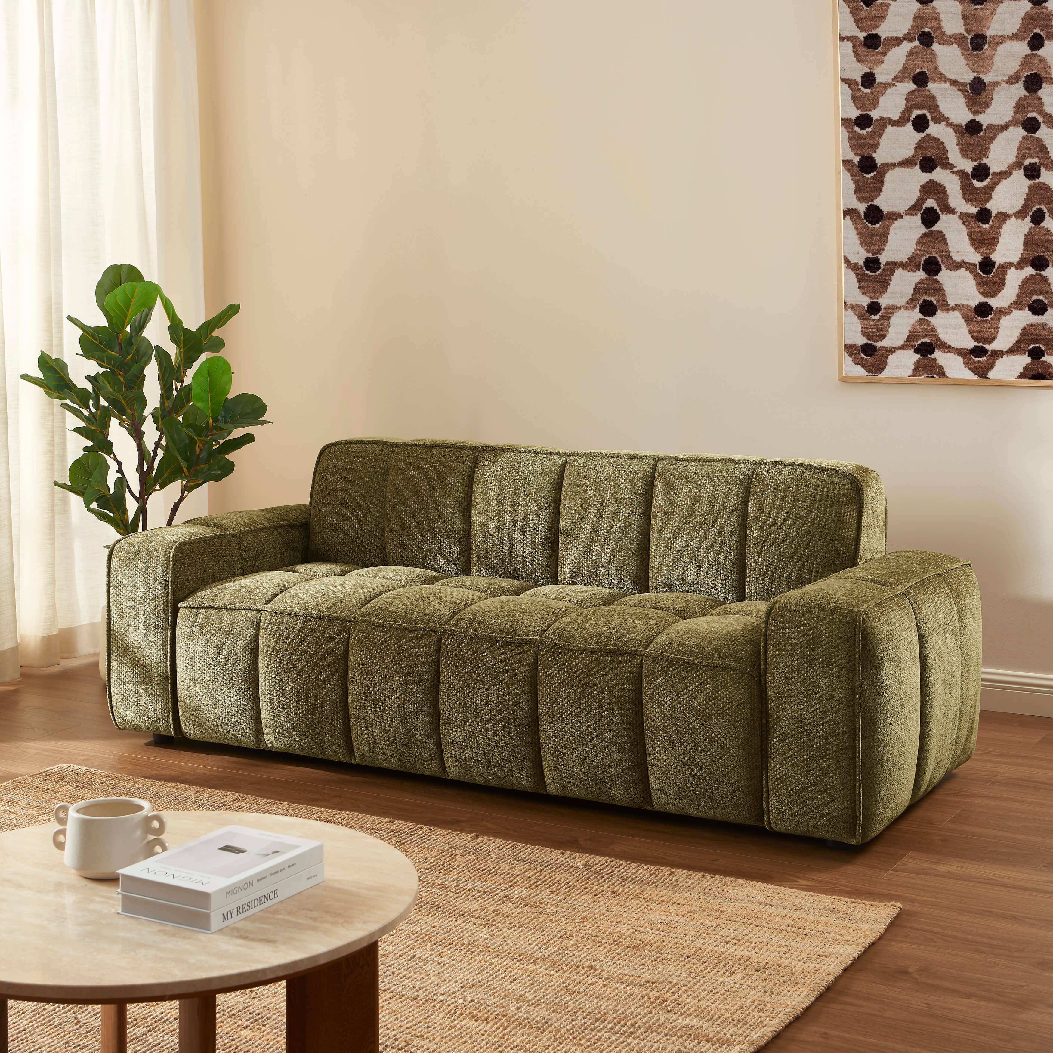 Alistair - 3-Seater Sofa - Chenille Fabric - Green