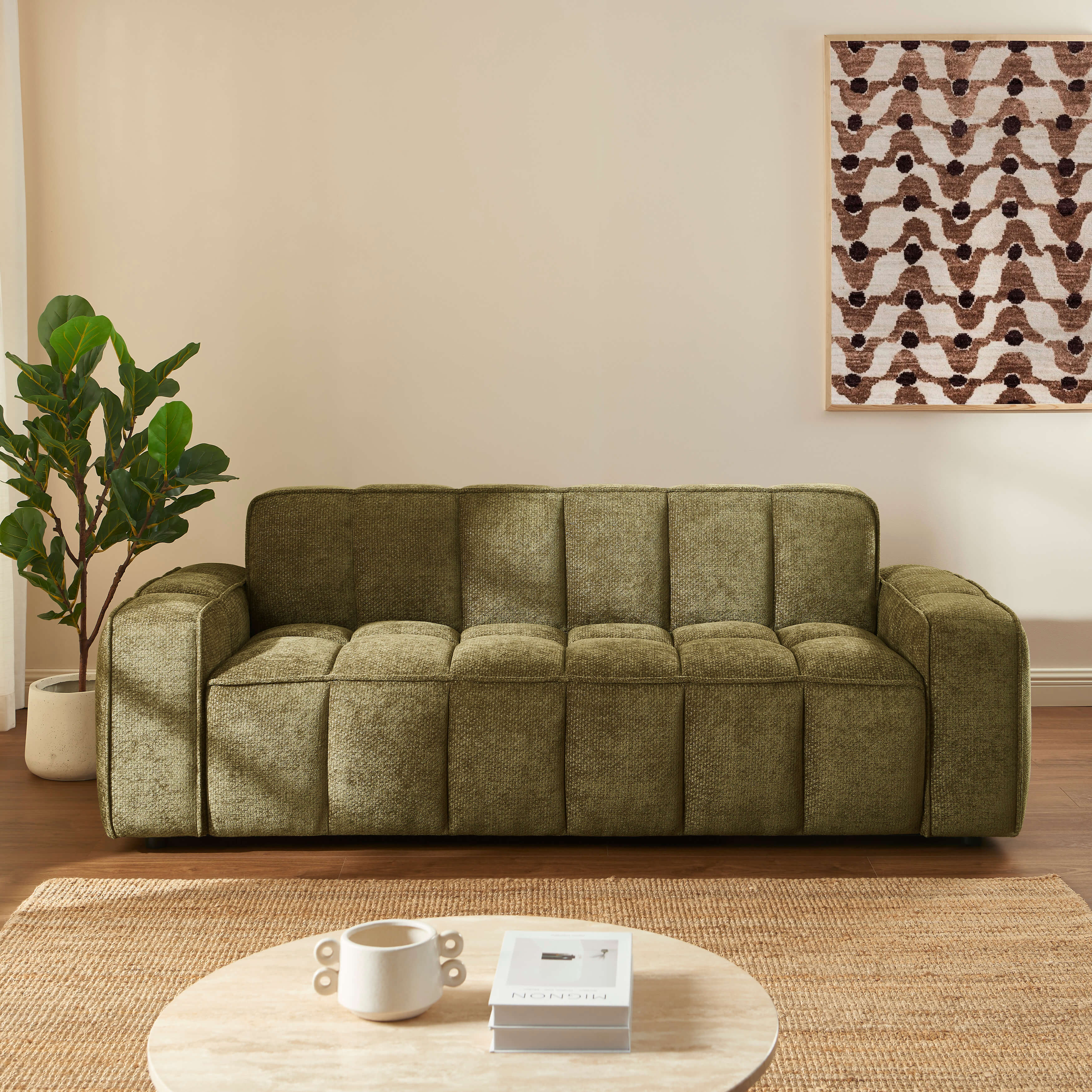 Alistair - 3-Seater Sofa - Chenille Fabric - Green