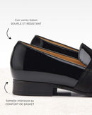 Penny Loafer Alix - Charol negro - Suelas de cuero - Femenino