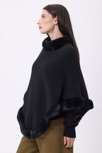 Capa con piel Alli - Negro - Mujer