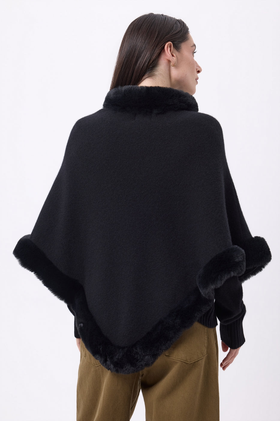 Capa con piel Alli - Negro - Mujer