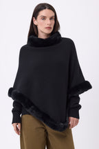 Capa con piel Alli - Negro - Mujer