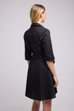 Vestido Corto Mangas Media Longitud - Negro