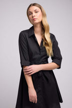 Vestido Corto Mangas Media Longitud - Negro