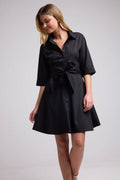 Vestido Corto Mangas Media Longitud - Negro