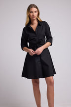 Vestido Corto Mangas Media Longitud - Negro