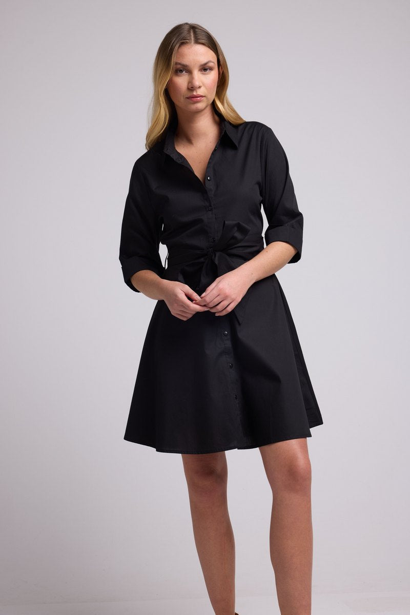 Vestido Corto Mangas Media Longitud - Negro