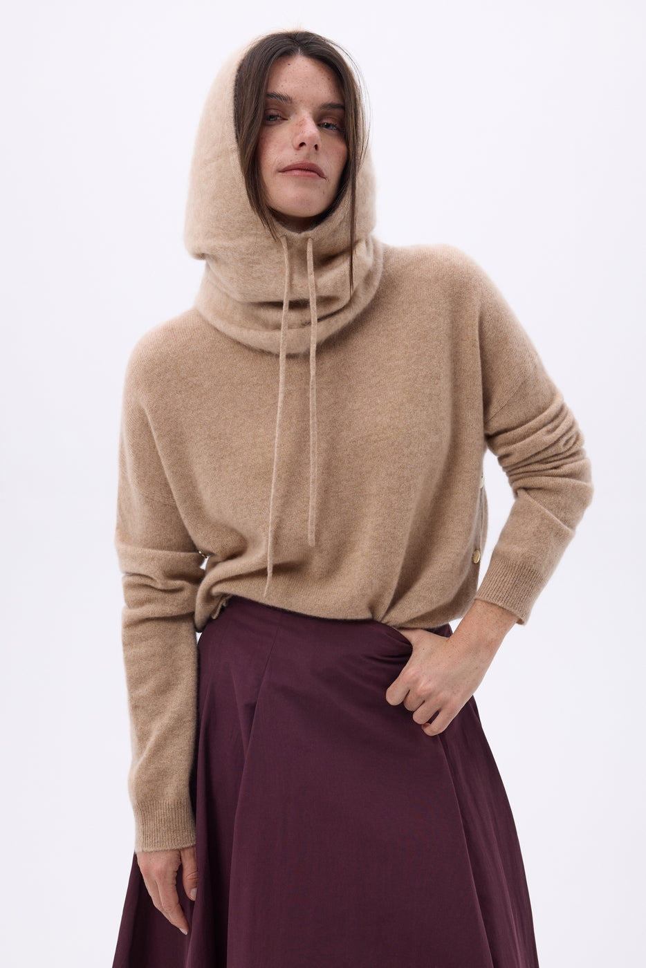 Pasamontañas – Cachemira cepillada Alta - Beige crema - Unisex