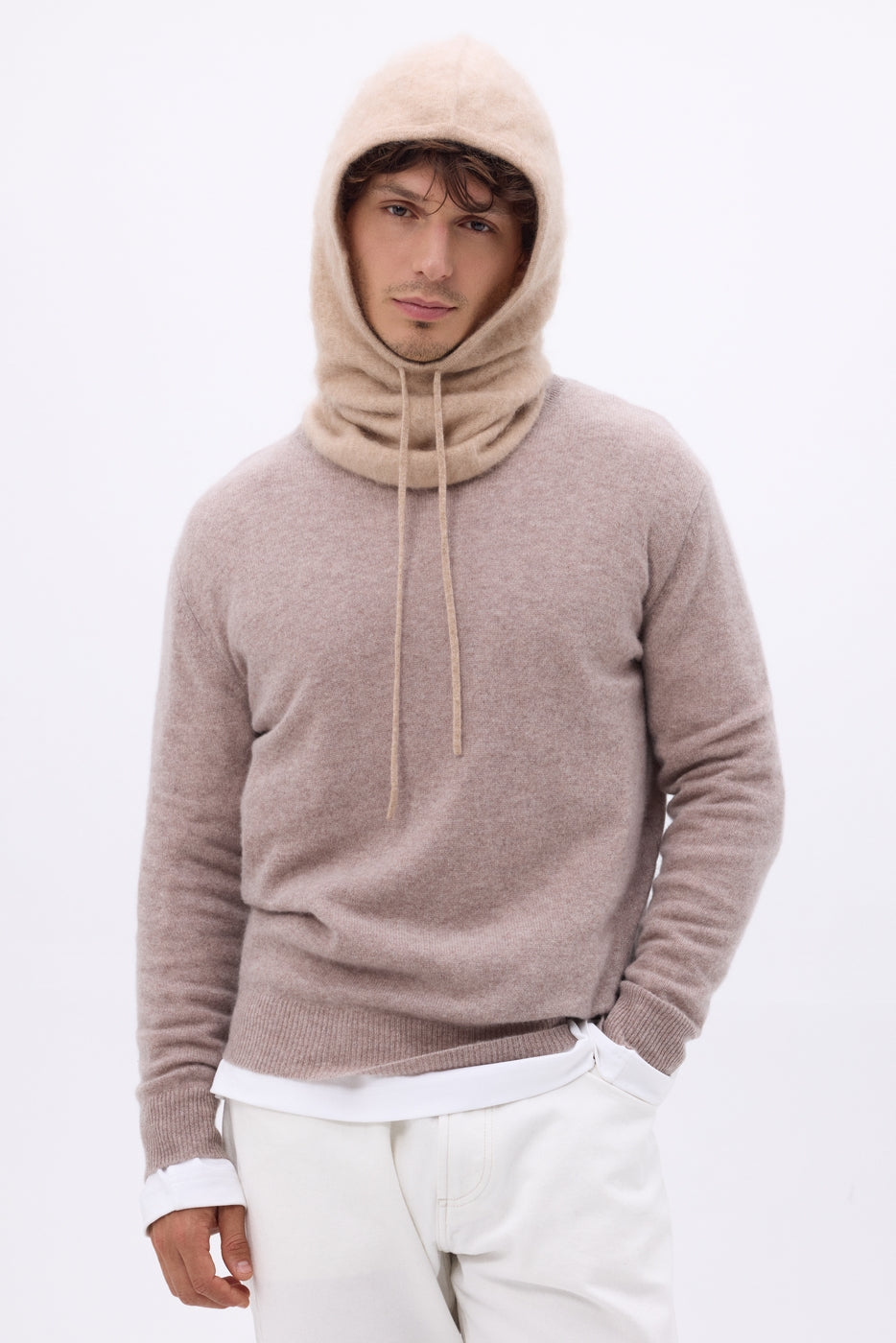 Cagoule – Cachemire Brossé Alta - Beige Creme - Mixte - 100% Cachemire Brosse