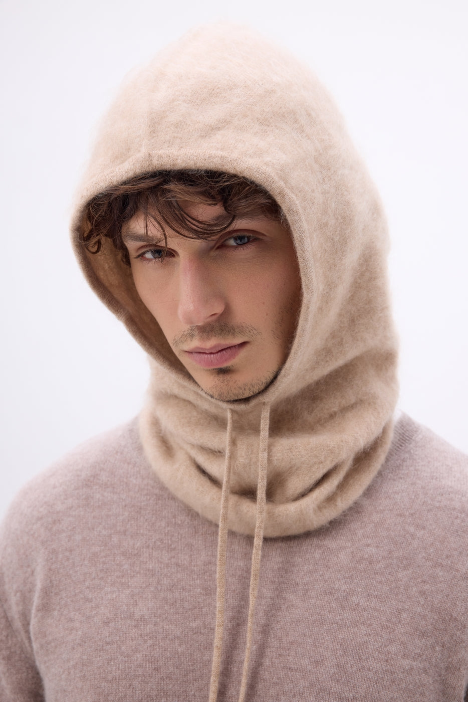 Cagoule – Cachemire Brossé Alta - Beige Creme - Mixte - 100% Cachemire Brosse