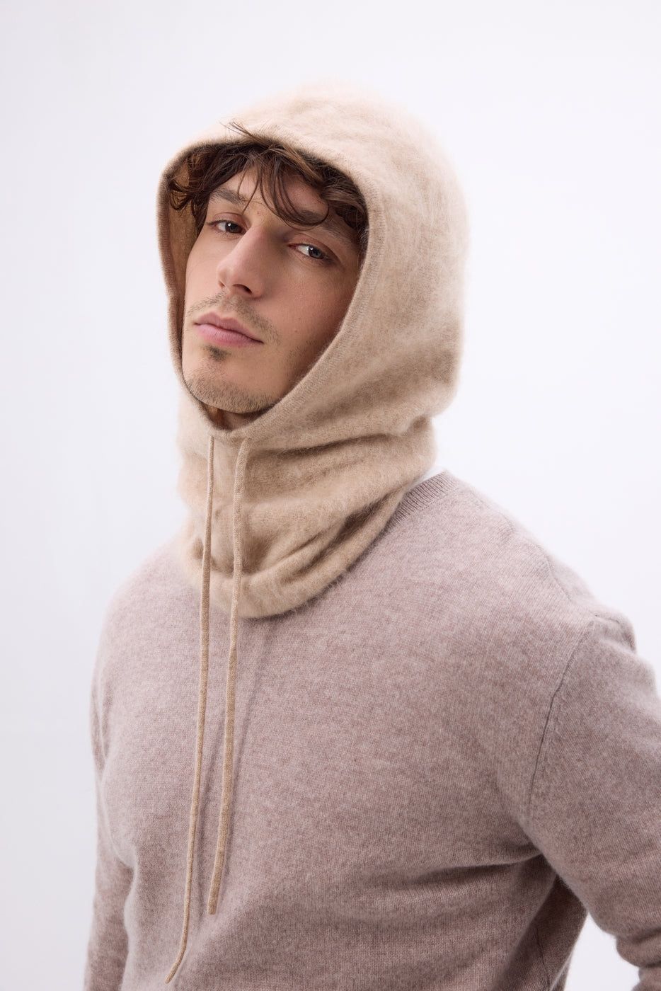 Cagoule – Cachemire Brossé Alta - Beige Creme - Mixte - 100% Cachemire Brosse