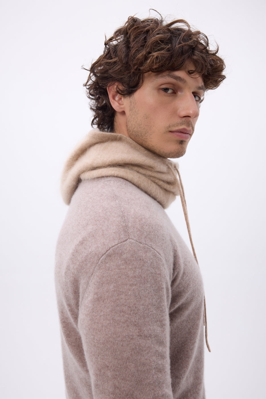 Cagoule – Cachemire Brossé Alta - Beige Creme - Mixte - 100% Cachemire Brosse
