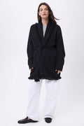 Cárdigan oversize con cinturón Alya - Azul marino blanco - Mujer