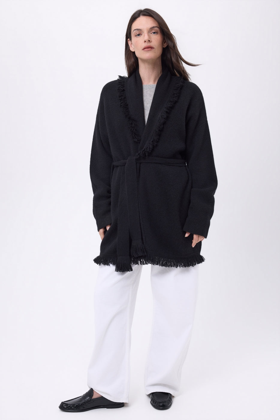Gilet Oversize À Ceinture Alya - Noir - Femme