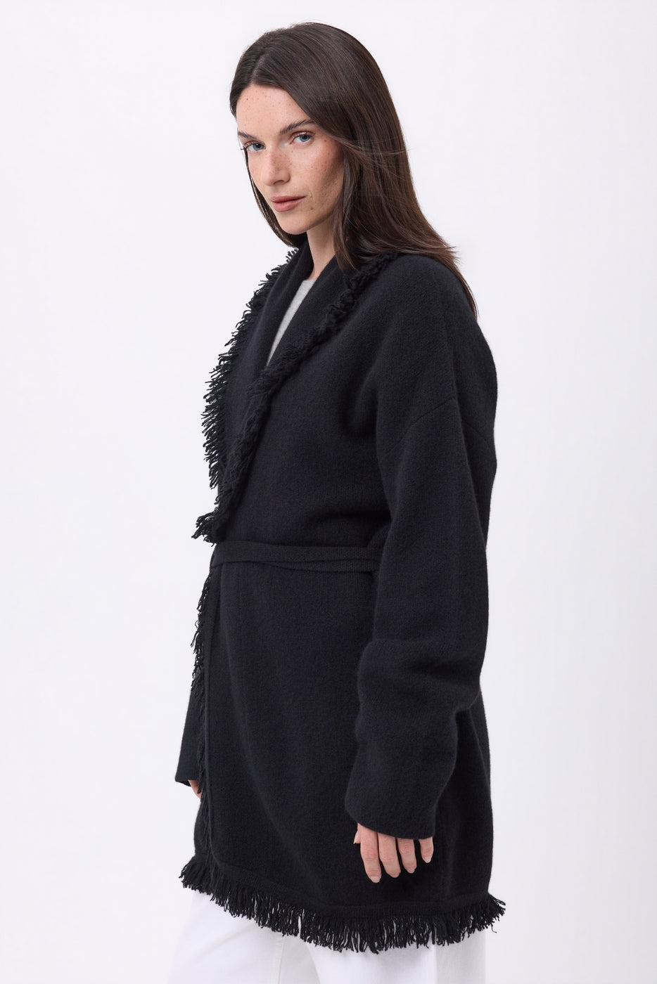Gilet Oversize À Ceinture Alya - Noir - Femme