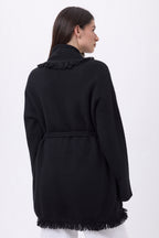 Gilet Oversize À Ceinture Alya - Noir - Femme