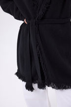 Gilet Oversize À Ceinture Alya - Noir - Femme