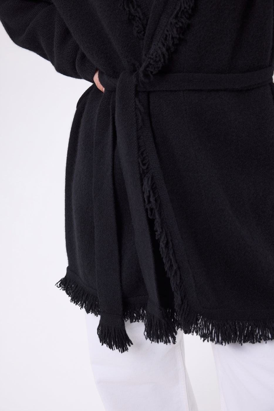 Gilet Oversize À Ceinture Alya - Noir - Femme