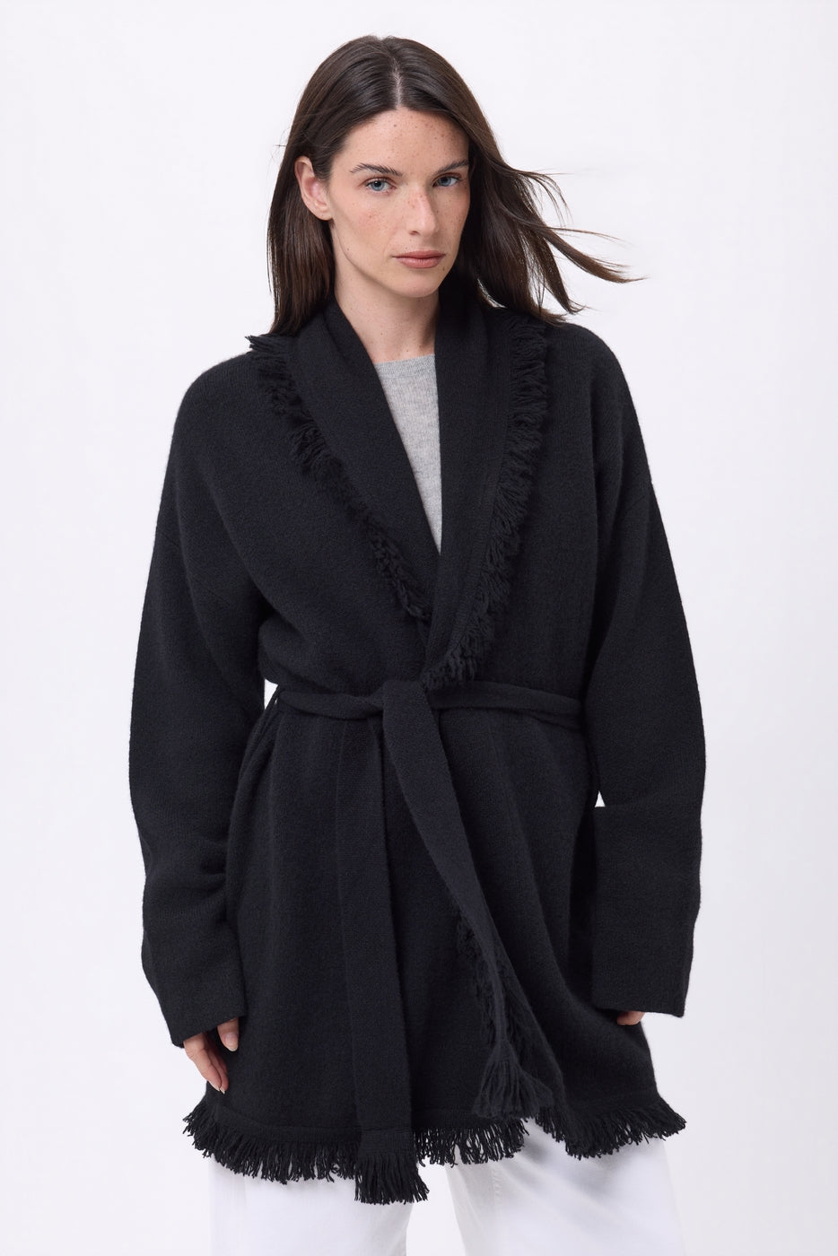 Gilet Oversize À Ceinture Alya - Noir - Femme