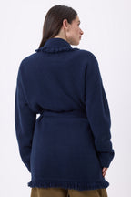 Chaleco oversize con cinturón Alya - Azul marino - Mujer