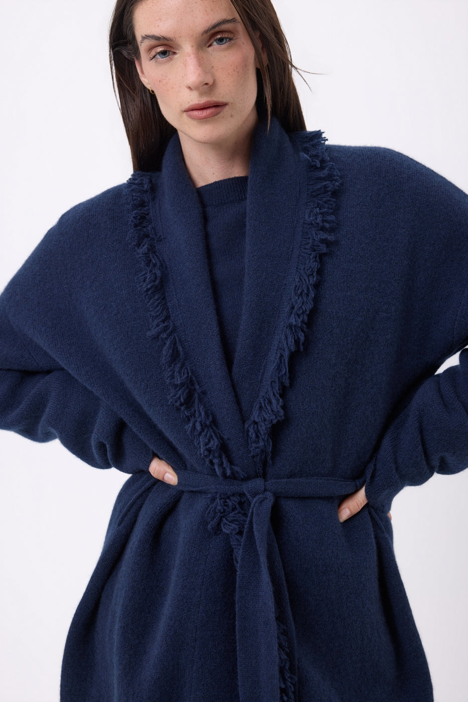 Chaleco oversize con cinturón Alya - Azul marino - Mujer
