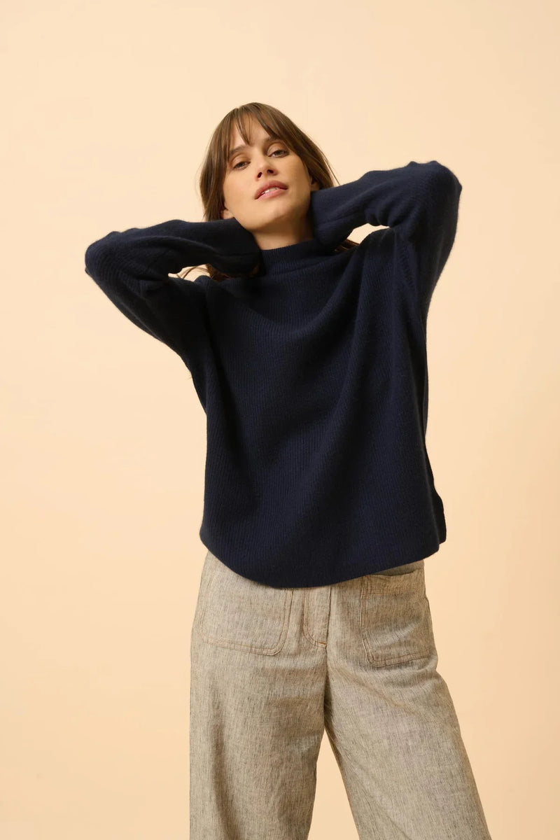 Jersey de cuello alto - Alyssa - Azul marino