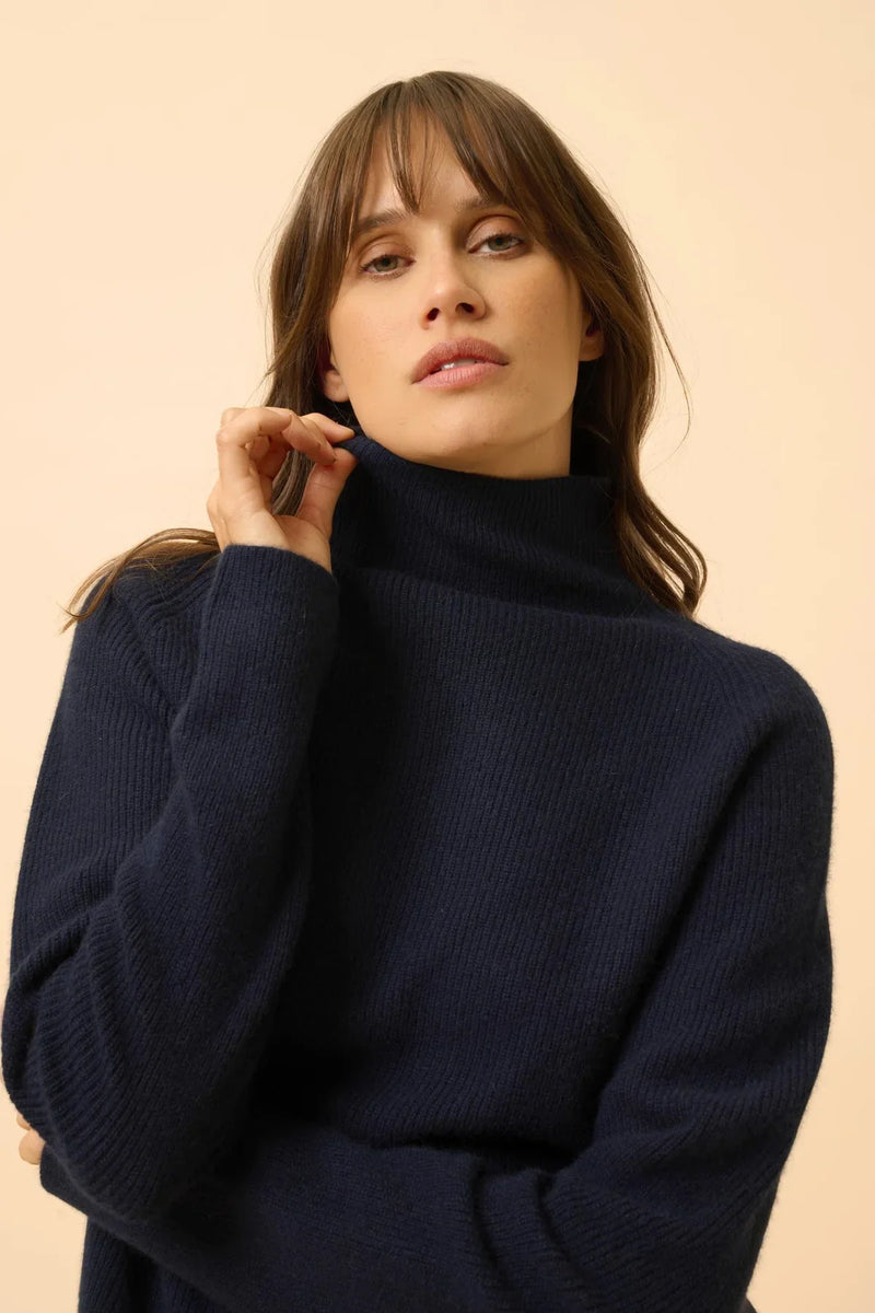Jersey de cuello alto - Alyssa - Azul marino