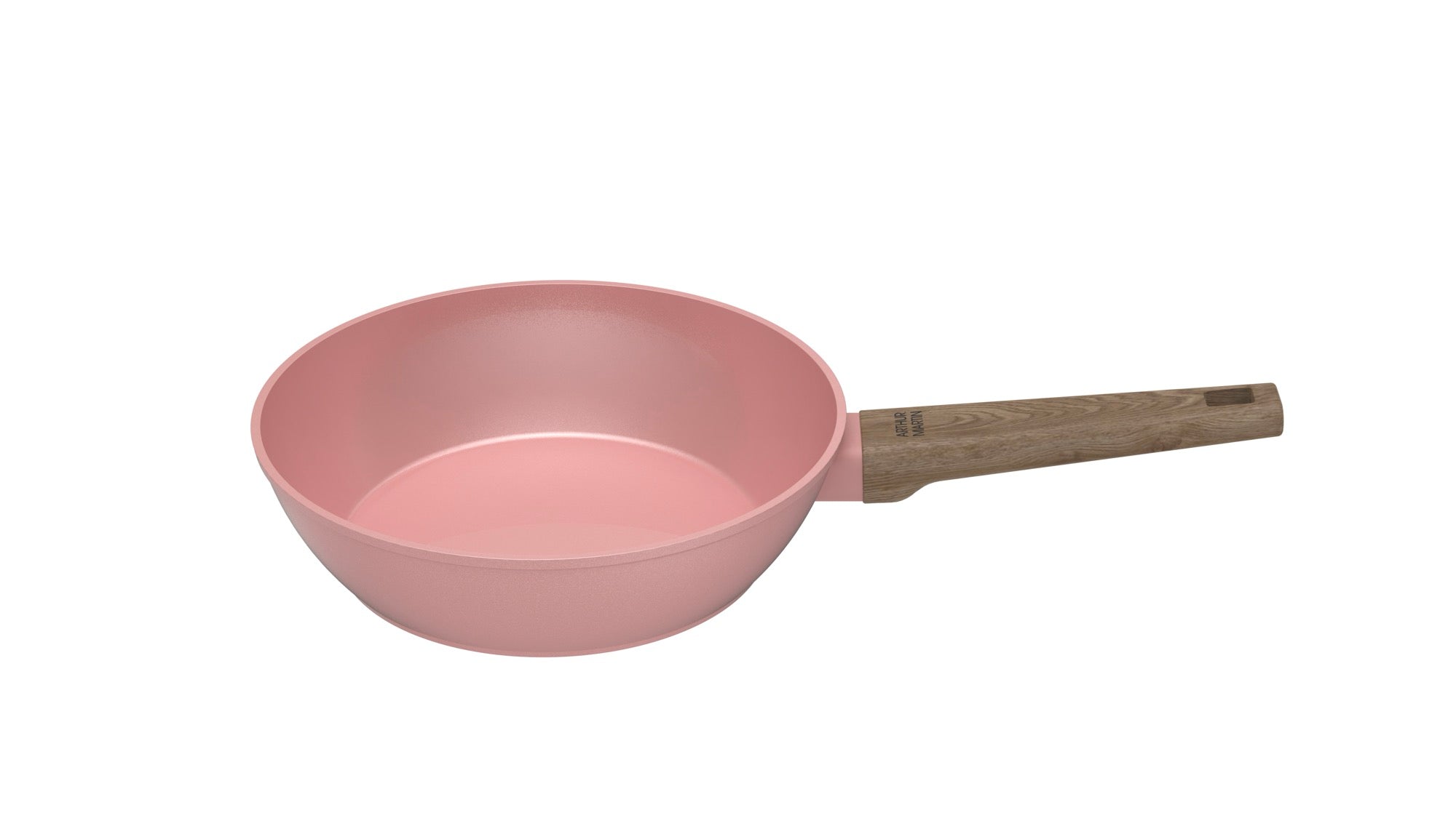 28cm Sauté Pan With Lid + Basket - Forged Aluminum - Ceramic Coating - Pink