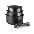 Set 3 Saucepans 16-18-20 Cm And 1 Handle - Black