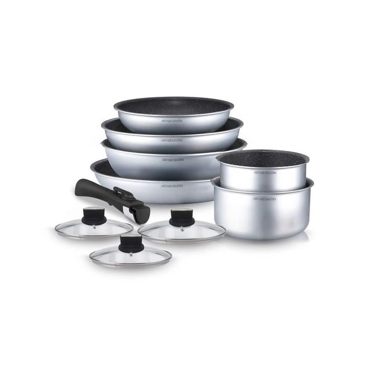 Battery 10 Pieces - Aluminum - Non-Stick - Silver