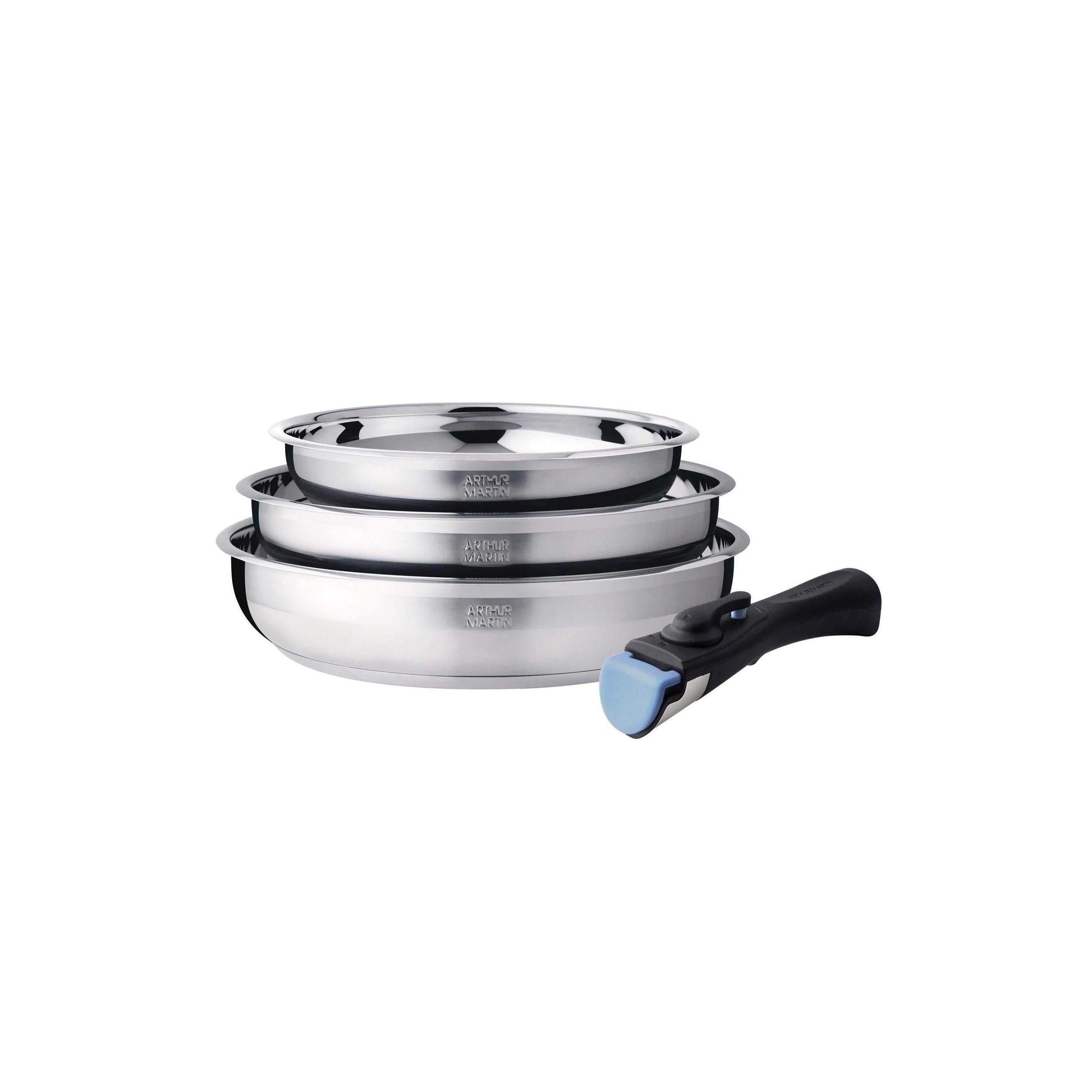 Set of 3 Frying Pans 20/24/26cm - Stainless Steel - Stainless steel