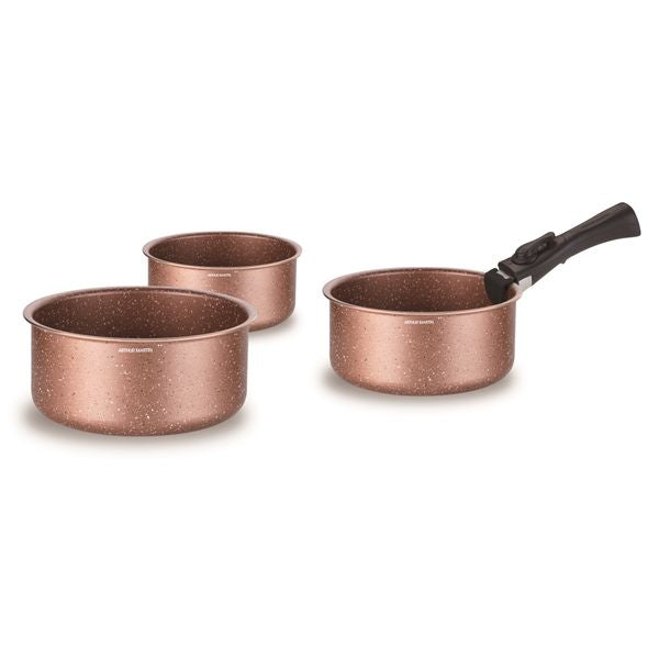 Set of 3 Saucepans 16/18/20cm - Aluminum - Non-Stick - Terracotta