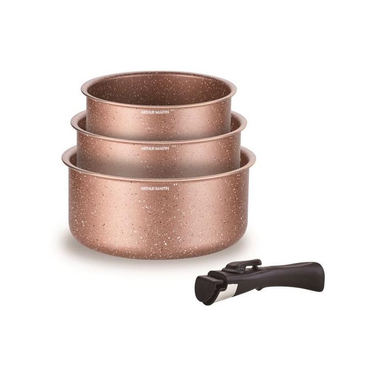 Set of 3 Saucepans 16/18/20cm - Aluminum - Non-Stick - Terracotta