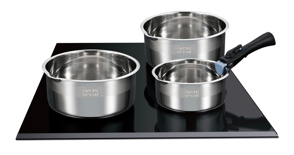 Set 3 Saucepans 16-18-20 Cm And 1 Handle - Stainless Steel
