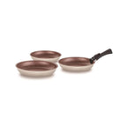 Set of 3 Frying Pans 20/24/28cm - Aluminum - Non-Stick - Cream