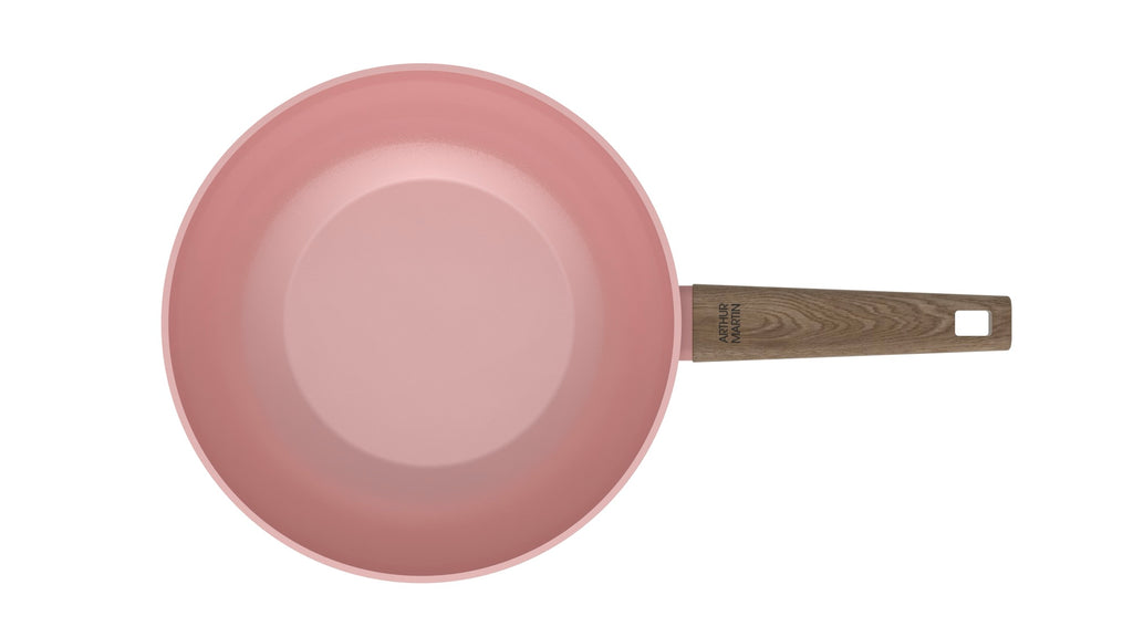 Wok 28cm - Forged Aluminum - Ceramic Coating - Pink